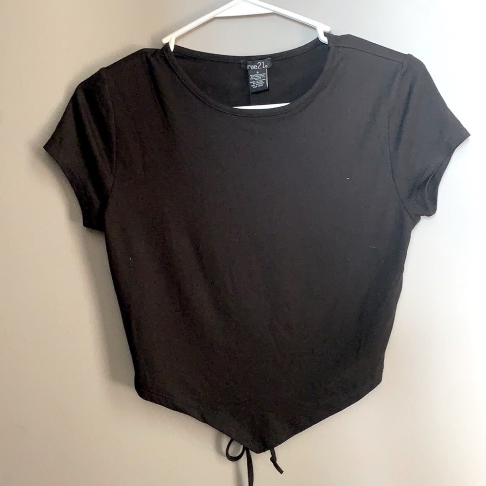 Black color short sleeve shirt with open back